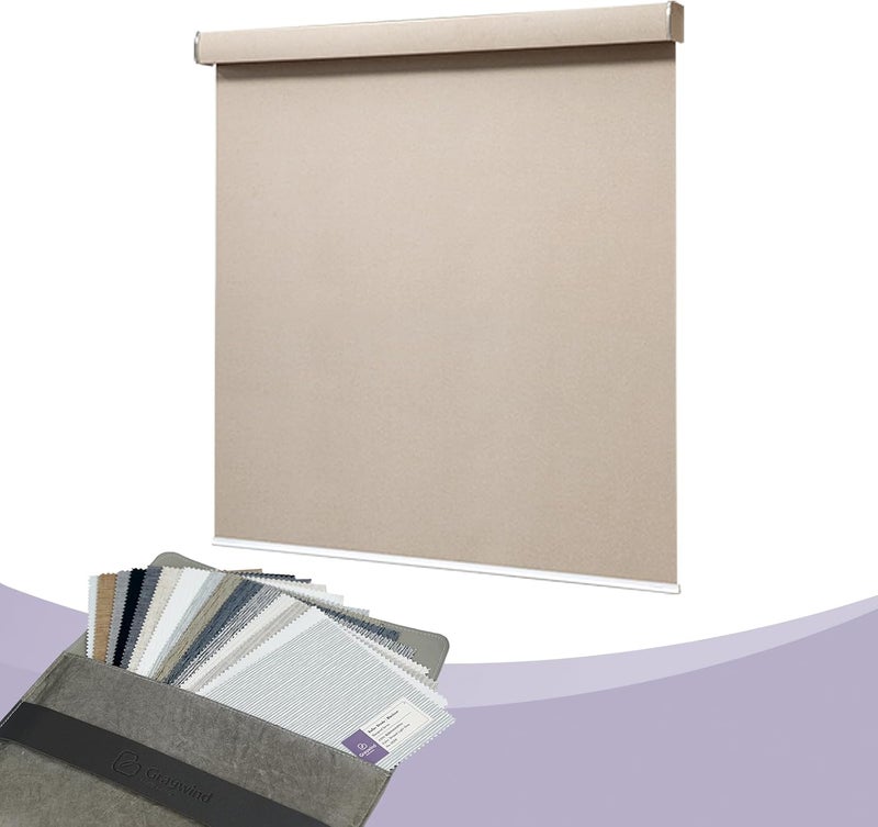 Graywind 100% Blackout Roller Shades Roller Blinds Window Blinds with Valance, One Size (Fabric Samples) - Image 1